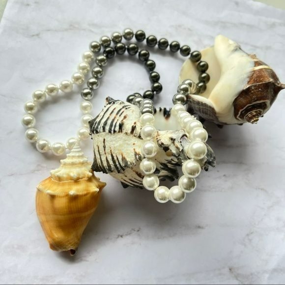 10mm Gradient Color White Gray Black Shell Pearl Necklace 29in - Picture 5 of 14